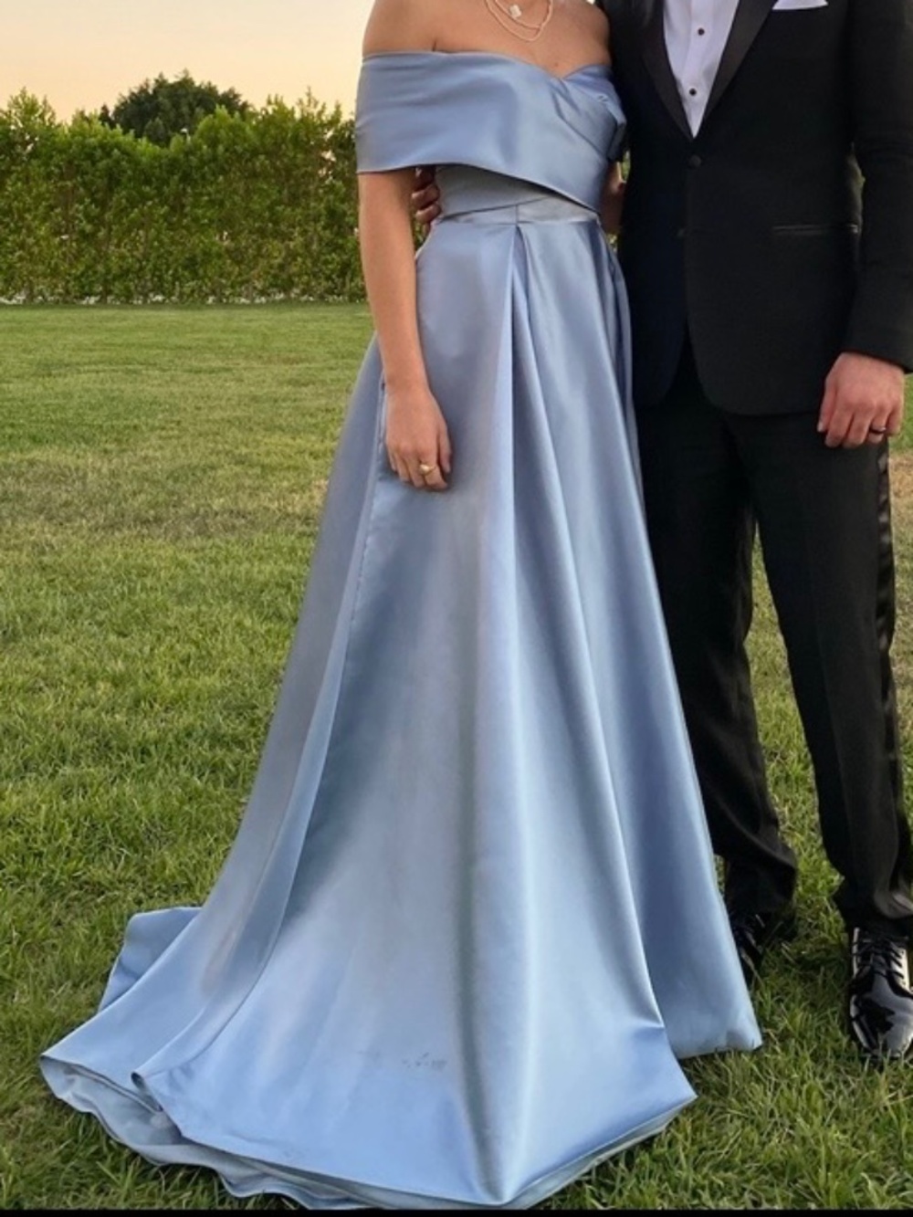 VNAIX Satin Light Blue Cinderella Gown